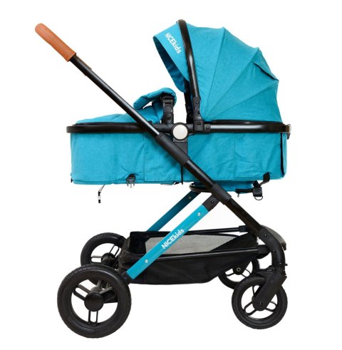 WÓZEK WIELOFUNKCYJNY DLA DZIECI 3W1 ALUMINIOWY NICEKIDS SELEDYNOWO CZARNY 7,5 KG