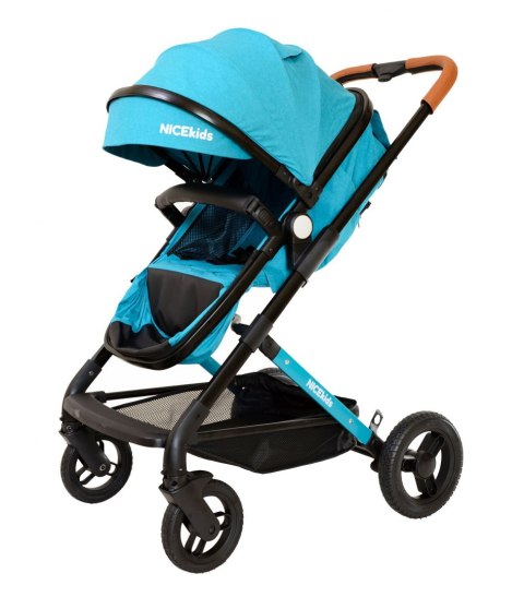 WÓZEK WIELOFUNKCYJNY DLA DZIECI 3W1 ALUMINIOWY NICEKIDS SELEDYNOWO CZARNY 7,5 KG