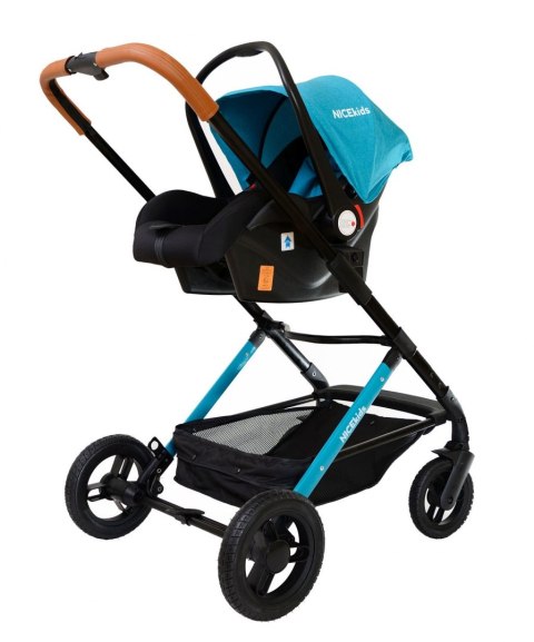 WÓZEK WIELOFUNKCYJNY DLA DZIECI 3W1 ALUMINIOWY NICEKIDS SELEDYNOWO CZARNY 7,5 KG