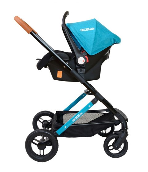 WÓZEK WIELOFUNKCYJNY DLA DZIECI 3W1 ALUMINIOWY NICEKIDS SELEDYNOWO CZARNY 7,5 KG