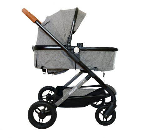 WÓZEK WIELOFUNKCYJNY DLA DZIECI 3W1 ALUMINIOWY NICEKIDS SZARO CZARNY 7,5 KG