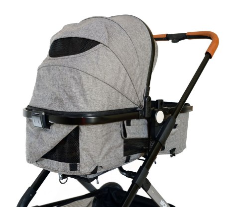 WÓZEK WIELOFUNKCYJNY DLA DZIECI 3W1 ALUMINIOWY NICEKIDS SZARO CZARNY 7,5 KG