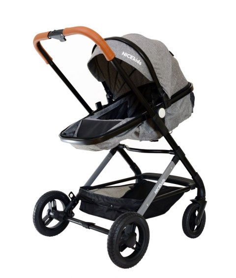 WÓZEK WIELOFUNKCYJNY DLA DZIECI 3W1 ALUMINIOWY NICEKIDS SZARO CZARNY 7,5 KG