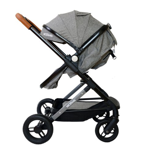 WÓZEK WIELOFUNKCYJNY DLA DZIECI 3W1 ALUMINIOWY NICEKIDS SZARO CZARNY 7,5 KG