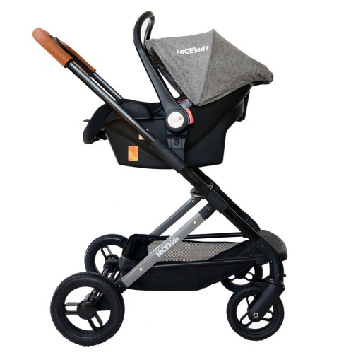 WÓZEK WIELOFUNKCYJNY DLA DZIECI 3W1 ALUMINIOWY NICEKIDS SZARO CZARNY 7,5 KG