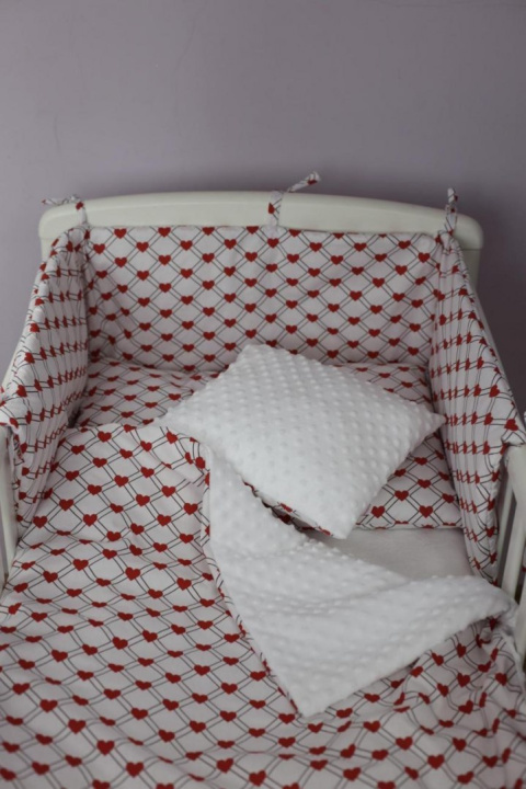 Comisie - Pościel 3 el. rozmiar 90x120 cm - serca czerwone