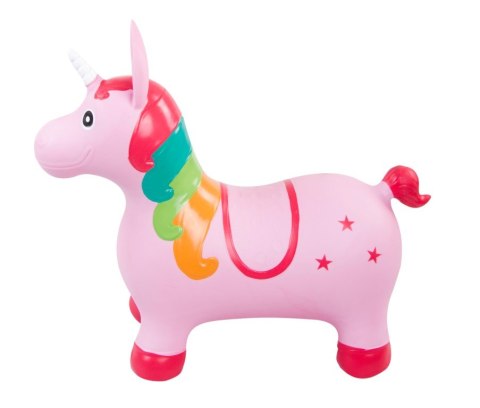 Skoczek dla dzieci różowy jednorożec do skakania z pompką
