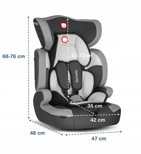 LEVI ONE Lionelo Fotelik samochodowy 9-36 kg - GREY