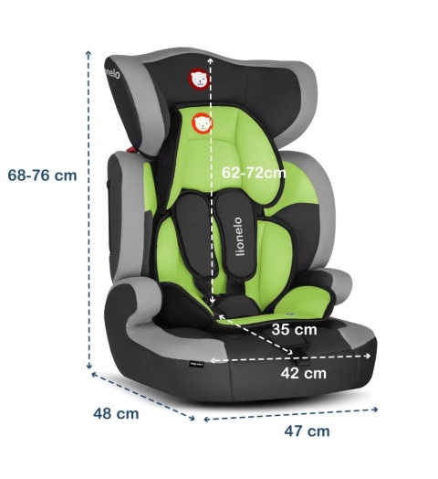 LEVI ONE Lionelo Fotelik samochodowy 9-36 kg - LIME