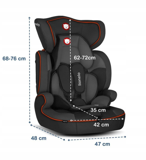 LEVI ONE Lionelo Fotelik samochodowy 9-36 kg - SPORTY BLACK