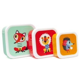 Petit Monkey - 3 śniadaniówki lunchboxy Lis, Lew, Jeż