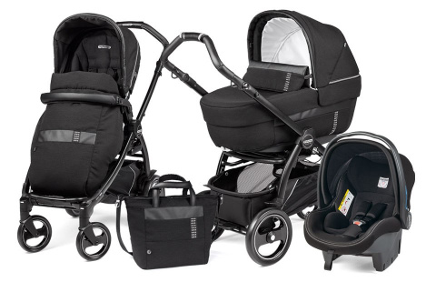 BOOK 51 ELITE MODULAR 3w1 Peg Perego ROCK BLACK (Book 51, Culla Elite, Pop-Up, Primo Viaggio i-Size+baza iso-fix)