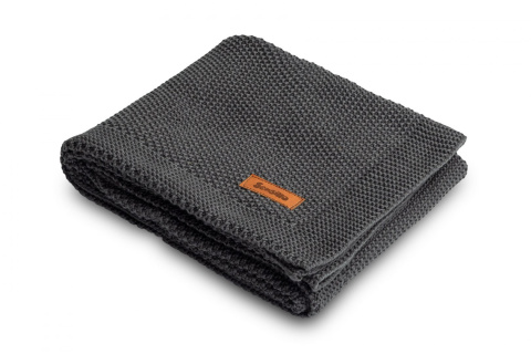 Kocyk Sensillo dziergany bawełna 100 x 80 - GRAFITOWY