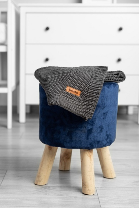 Kocyk Sensillo dziergany bawełna 100 x 80 - GRAFITOWY