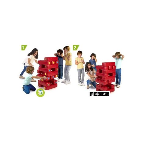 FEBER Mega Duże Klocki Jenga Wieża 18 klocków + kostka