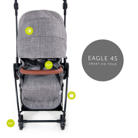 HAUCK EAGLE 4S Wózek spacerowy z przekładanym siedziskiem do 25 kg - MELANGE GREY