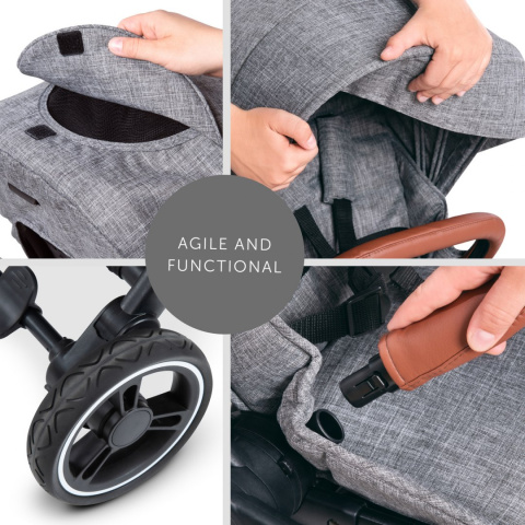 HAUCK EAGLE 4S Wózek spacerowy z przekładanym siedziskiem do 25 kg - MELANGE GREY