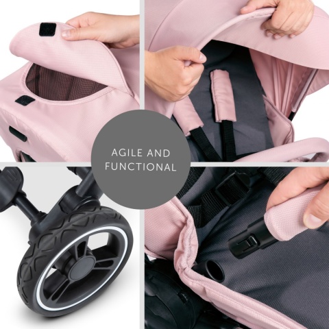 HAUCK EAGLE 4S Wózek spacerowy z przekładanym siedziskiem do 25 kg - PINK/GREY