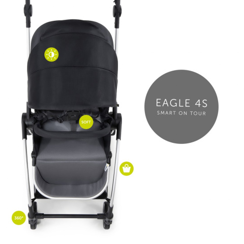 HAUCK EAGLE 4S DUOSET Wózek wielofunkcyjny 2w1 - BLACK/GREY