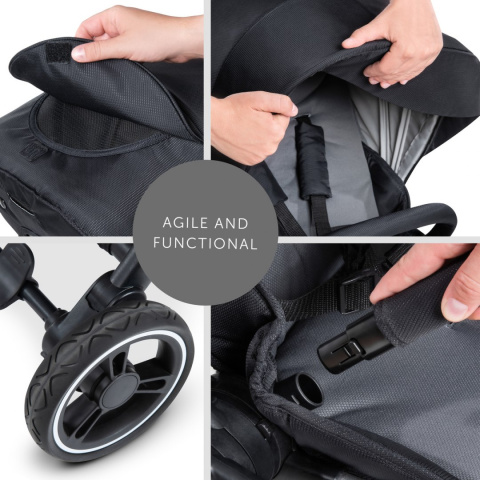 HAUCK EAGLE 4S DUOSET Wózek wielofunkcyjny 2w1 - BLACK/GREY