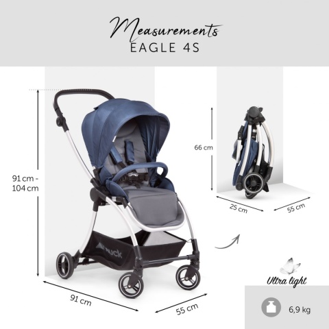 HAUCK EAGLE 4S DUOSET Wózek wielofunkcyjny 2w1 - DENIM/GREY