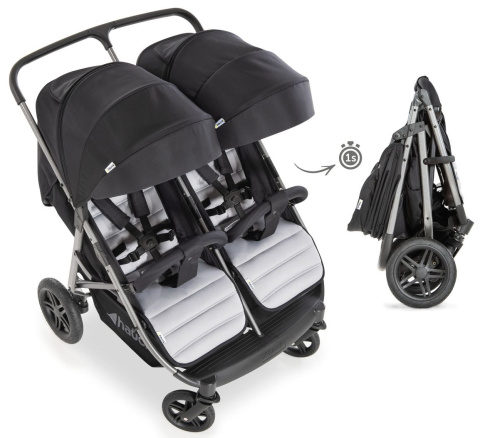 HAUCK RAPID 3R DUO Podwójny wielofunkcyjny wózek spacerowy - SILVER/CHARCOAL