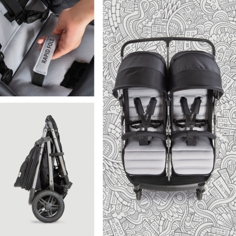 HAUCK RAPID 3R DUO Podwójny wielofunkcyjny wózek spacerowy - SILVER/CHARCOAL