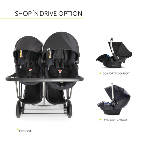 HAUCK RAPID 3R DUO Podwójny wielofunkcyjny wózek spacerowy - SILVER/CHARCOAL