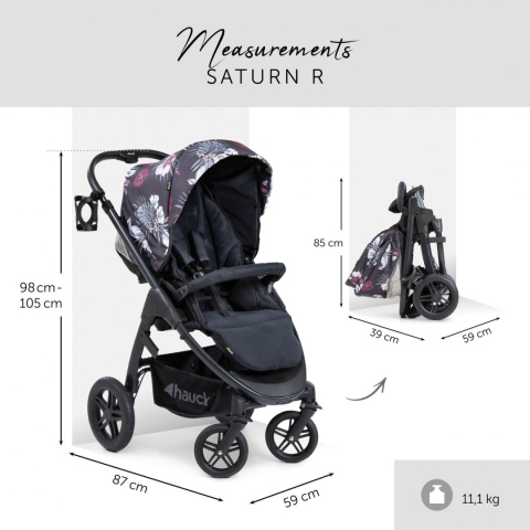 HAUCK SATURN R Wózek wielofunkcyjny - wersja spacerowa do 25 kg - WILD BLOOMS
