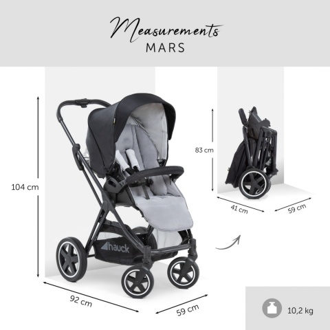HAUCK MARS DUOSET 2w1 Wózek głęboko-spacerowy - CAVIAR/STONE