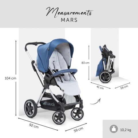 HAUCK MARS DUOSET 2w1 Wózek głęboko-spacerowy - DENIM/SILVER
