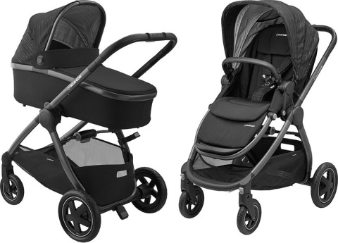 Adorra Maxi-Cosi 2w1 + CabrioFix za 1zł, wózek głęboko-spacerowy z gondolą Oria SCRIBBLE BLACK