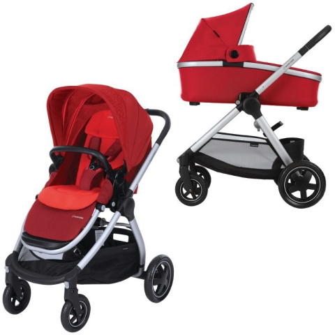 Adorra Maxi-Cosi 2w1 + CabrioFix za 1zł, wózek głęboko-spacerowy z gondolą Oria VIVID RED