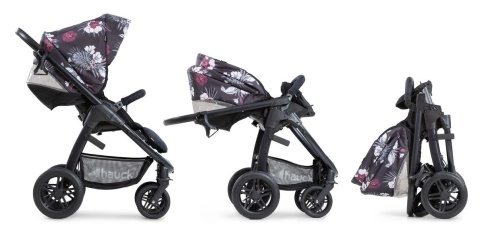 HAUCK SATURN R DUOSET 2w1 Wózek głęboko-spacerowy - WILD BLOOMS BLACK