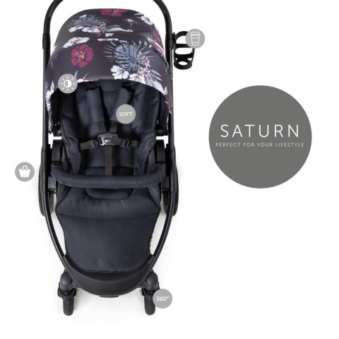 HAUCK SATURN R DUOSET 2w1 Wózek głęboko-spacerowy - WILD BLOOMS BLACK