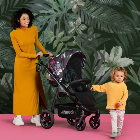 HAUCK SATURN R DUOSET 2w1 Wózek głęboko-spacerowy - WILD BLOOMS BLACK