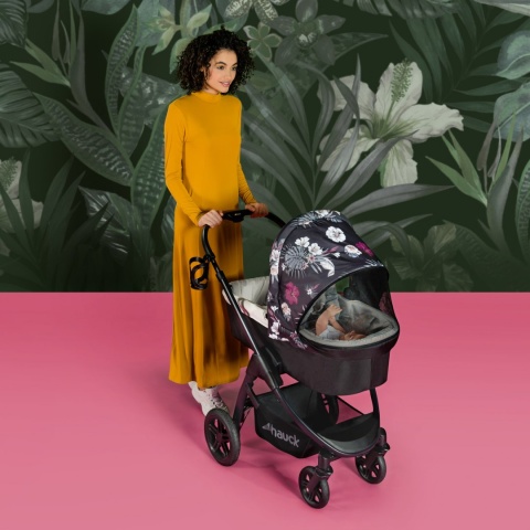 HAUCK SATURN R DUOSET 2w1 Wózek głęboko-spacerowy - WILD BLOOMS BLACK