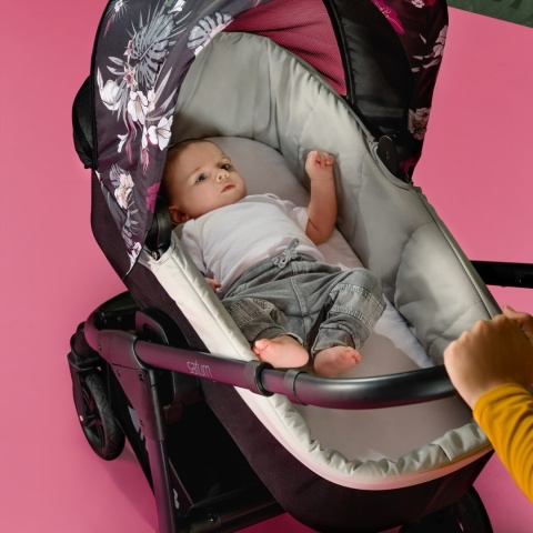 HAUCK SATURN R DUOSET 2w1 Wózek głęboko-spacerowy - WILD BLOOMS BLACK