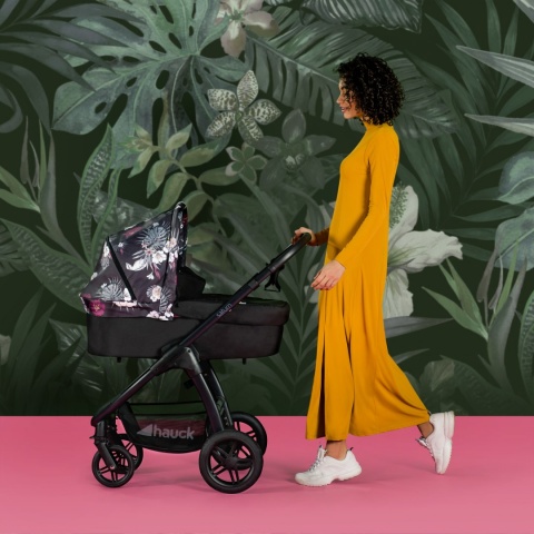HAUCK SATURN R DUOSET 2w1 Wózek głęboko-spacerowy - WILD BLOOMS BLACK