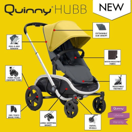 Quinny HUBB MONO + CabrioFix za 1zł, wózek zakupowy wersja spacerowa - BLACK ON BLACK