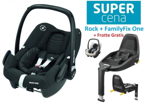 ROCK Maxi-Cosi I-Size do 75cm 0-13kg + Baza FamilyFix One + Frotte Gratis - Scribble Black