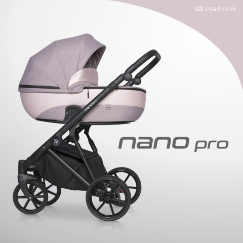 NANO PRO RIKO 3w1 Wózek wielofunkcyjny z fotelikiem 0-13 kg - PEARL PINK