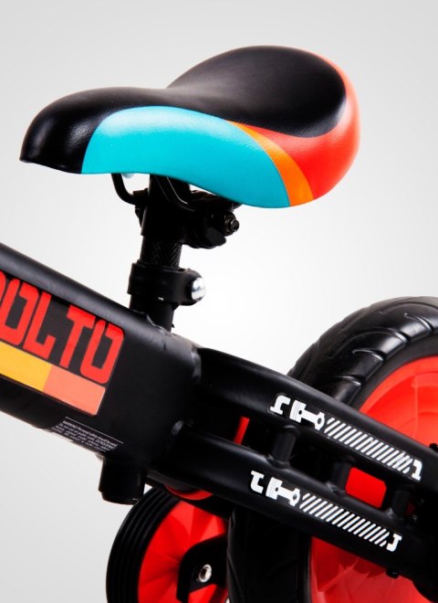 Rowerek biegowy Molto z opcją + pedały + kółka boczne czerwony