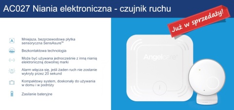 Zestaw Niania elektroniczna AC027 monitor ruchu czujnik + Classic pojemnik na pieluchy Angelcare