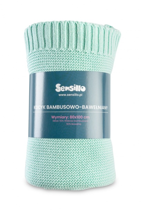 Kocyk Sensillo bambusowo-bawełniany 100 x 80 - MIĘTOWY
