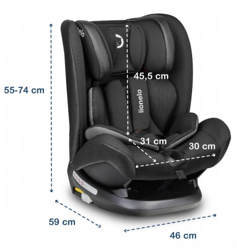 OLIVER Lionelo Fotelik samochodowy 9-36 kg - BLACK