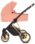 MUSSE 3w1 BabyActive wózek głęboko-spacerowy + fotelik samochodowy Kite 0-13kg - Ultra APRICOT / stelaż Gold