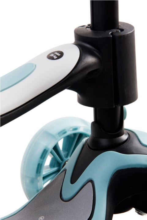 Rowerek biegowy hulajnoga deskorolka Flash 3 w 1 z kołami LED - pastelowy niebieski