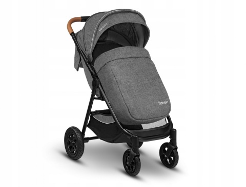 BELL Lionelo wózek spacerowy do 22kg, duże pompowane koła, torba, ocieplacz, moskitiera, uchwyt na kubek - Stone