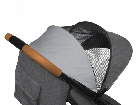 BELL Lionelo wózek spacerowy do 22kg, duże pompowane koła, torba, ocieplacz, moskitiera, uchwyt na kubek - Stone